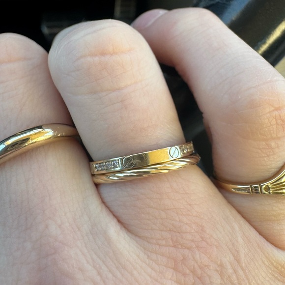 14k Yellow Gold Pave Screw Band - Picture 14 of 15